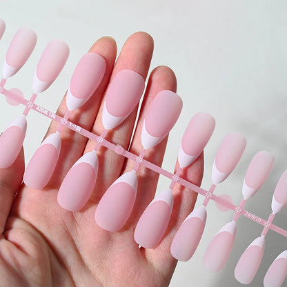 120Pcs Medium Long Square Acrylic French Fake Nails Full Cover Wearable French Press on Nails for Women Mixed Size False Nails