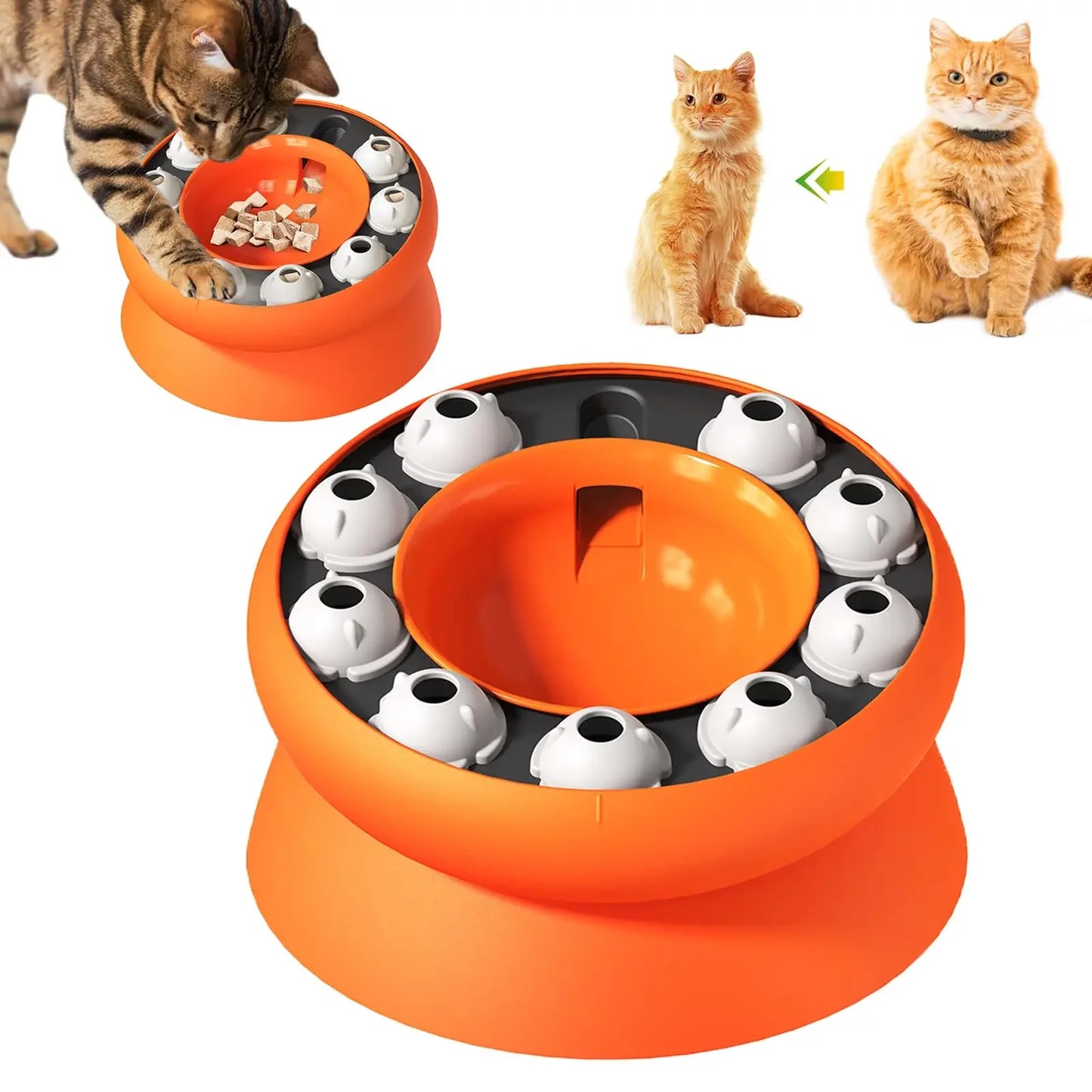 Cat Slow Feeder Raised Cat Dog Food Bowls with Stand Cat Puzzles Feeder Rotating Slow Feeder Non-Slip Food Bowls Slow Eating