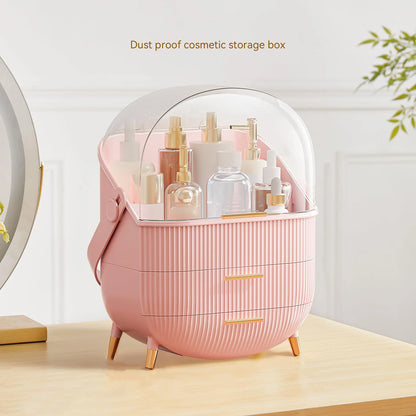 Makeup Storage Organizer with Lid Waterproof Cosmetics Skincare Organizer for Vanity Portable Cosmetics Storage Box for Girls