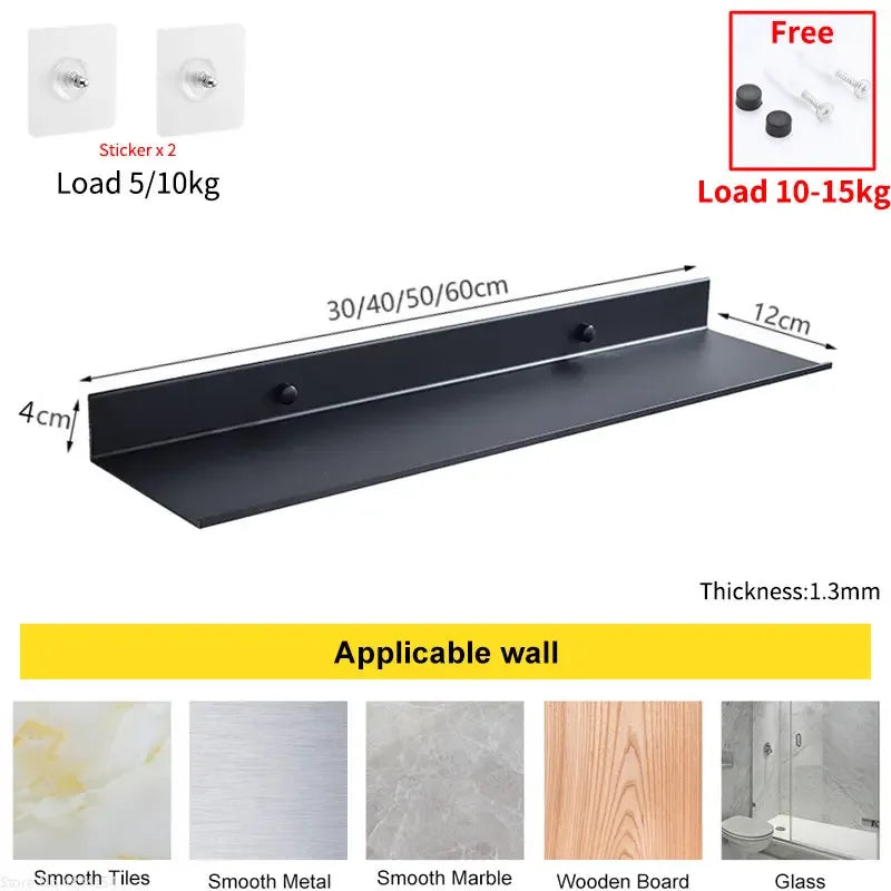 Floating Bathroom Shelves Without Drilling Storage Wall Rack Home Organizer Ledge Hardwares Cabinet Kitchen Toilet Accessories