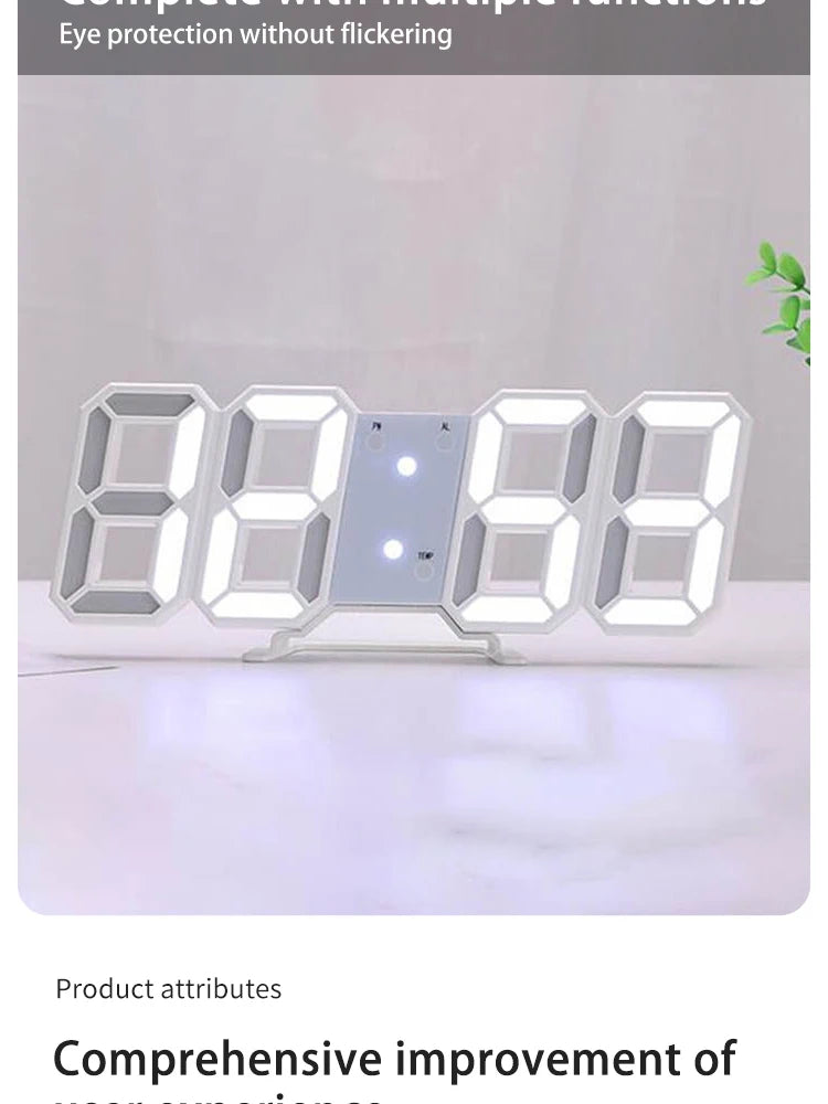 3D Digital Silent Clock Luminous Desktop Alarm Clock Digital Wall Clock Simple Clock Ornament