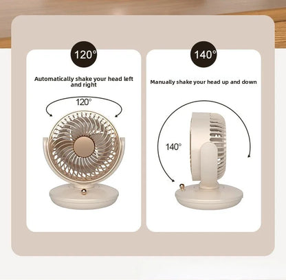 Desktop Rechargeable Fan Small Portable Air Conditioning Appliances Auto Rotation Ventilador 3-speed Wind Silent for Home Office