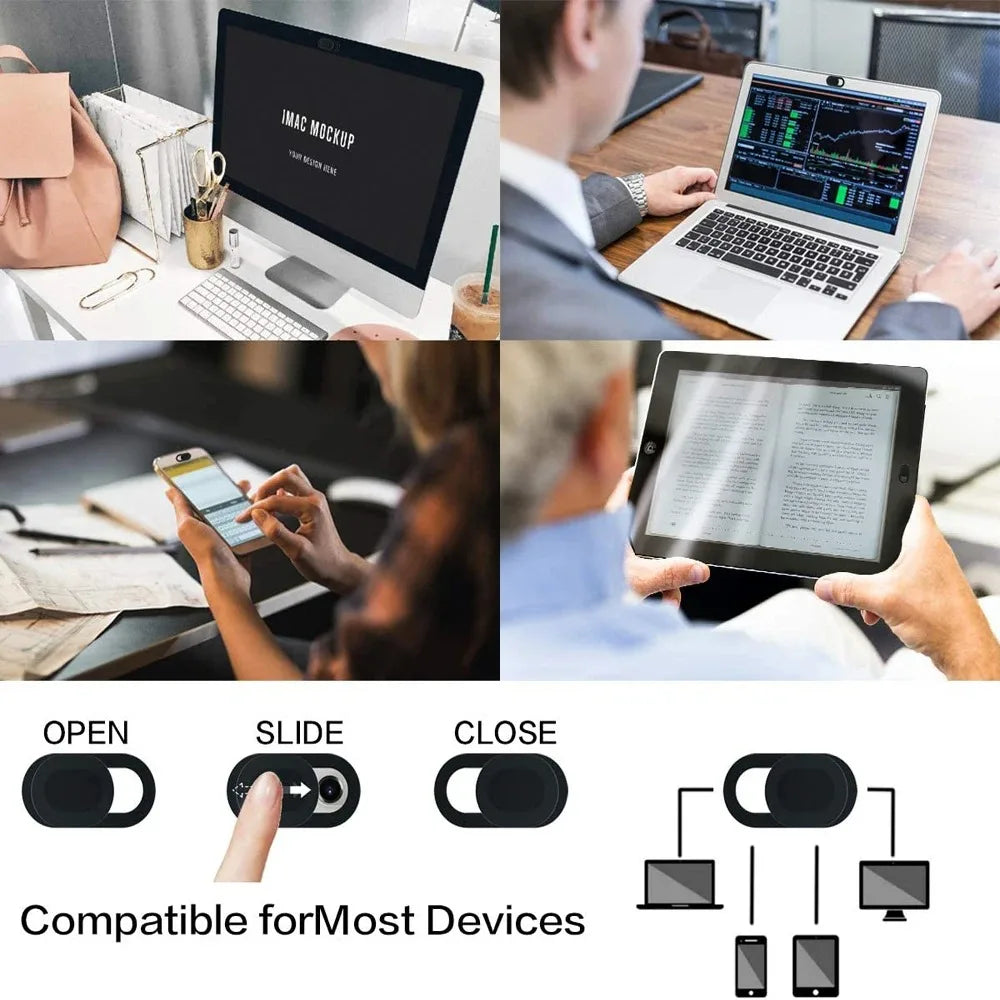 Webcam Cover Shutter Magnet Slider Plastic Camera Cover for iPad Tablet Web Laptop Pc Camera Mobile Phone Lenses Privacy Sticker