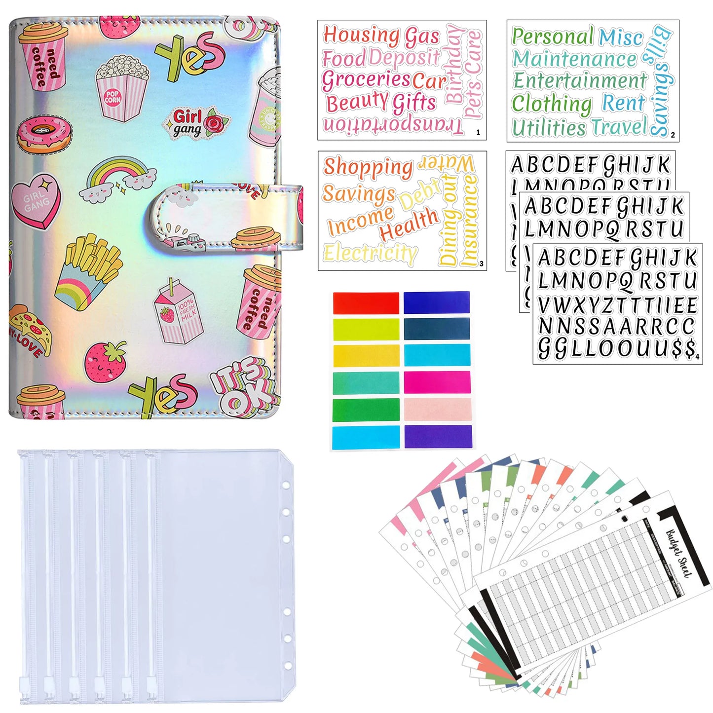 A6 Binder Cash Envelopes for Budgeting Money Organizer for Cash Money Envelopes for cash Leather A6 Binder with zipper