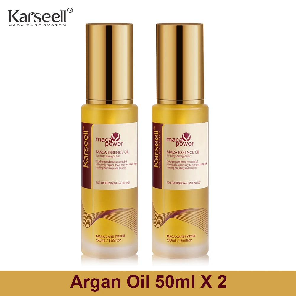 Karseell 1/2pcs Set Moroccan Argan Oil for Hair Healing Cold Pressed Weightless Argan Oil Hair Serum for Dry Damaged Hair