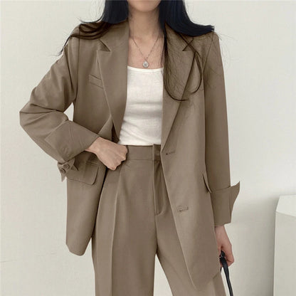 Suit Jacket Casual Office Lady Elegant Solid Single-breasted Women Blazer