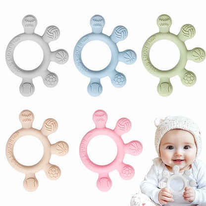 Silicone Baby Teether Toys 0-12Month Food Grade Toddlers Anxiety Teething Ring Sensory Toys Silicone Animal Soothing Accessories
