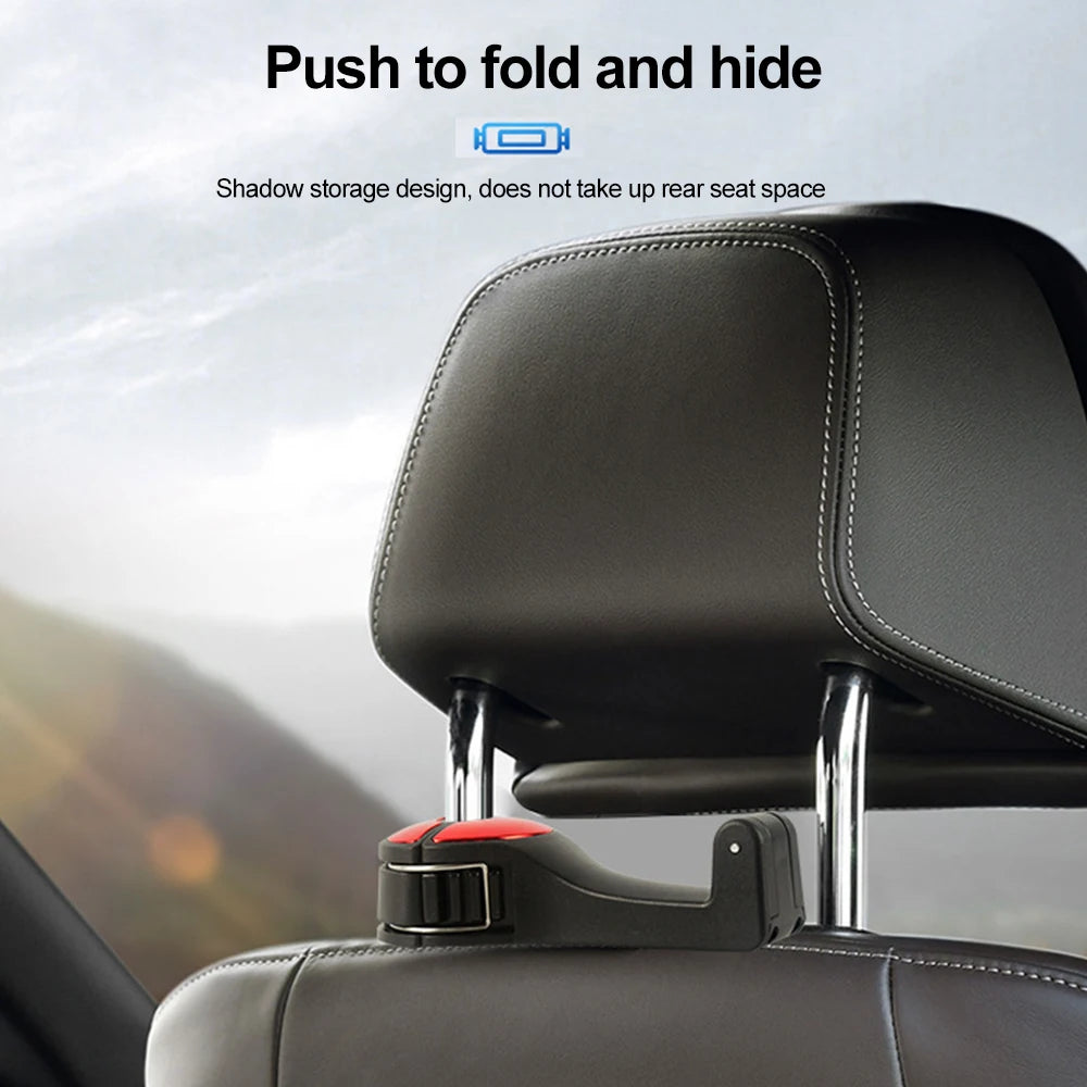 2 in 1 Car Back Seat Hook Portable Auto Seat Headrest Hanger Storage Hook Mobile Phone Bracket Handbag Cloth Clip