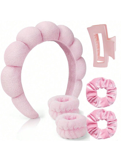6 Pcs Hair Strapheadband and Wristband Set Skincare,  Spa Headband and Wristband Set, Women's Washing And Skincare Anti Damping