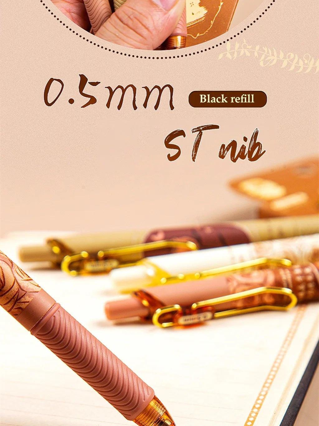 4PCS Retro Style Handbook Pen Marker Graffiti Brush Inscription Pen Office Culture and Educational Supplies