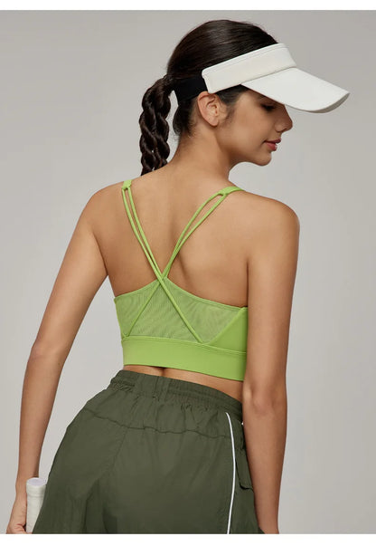 Sports Bra for Women, Shockproof Fixed Cup, Sexy and Beautiful Back, Breathable Fitness Bra with Chest Cushion