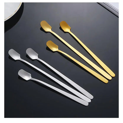5pcs Stainless Steel Square Head Spoon Mug Tea Spoon Golden Honey Coffee Stirring Spoon Canning Medicine Powder Spoon