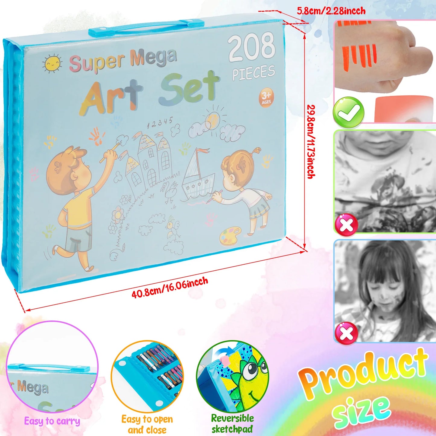 208Pcs Kids Art Set Watercolor Drawing Colored Pencils Sketch Pad Painting Drawing Tool Art Supplies School Stationery Set