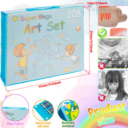 208Pcs Kids Art Set Watercolor Drawing Colored Pencils Sketch Pad Painting Drawing Tool Art Supplies School Stationery Set