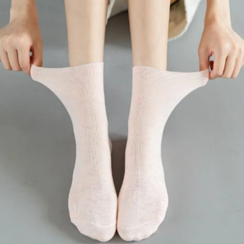 5 Pairs Diabetic Non Binding Socks for Women Pregnant Woman Elderly Long Socks Comfortable Breathable Black White Socks Women