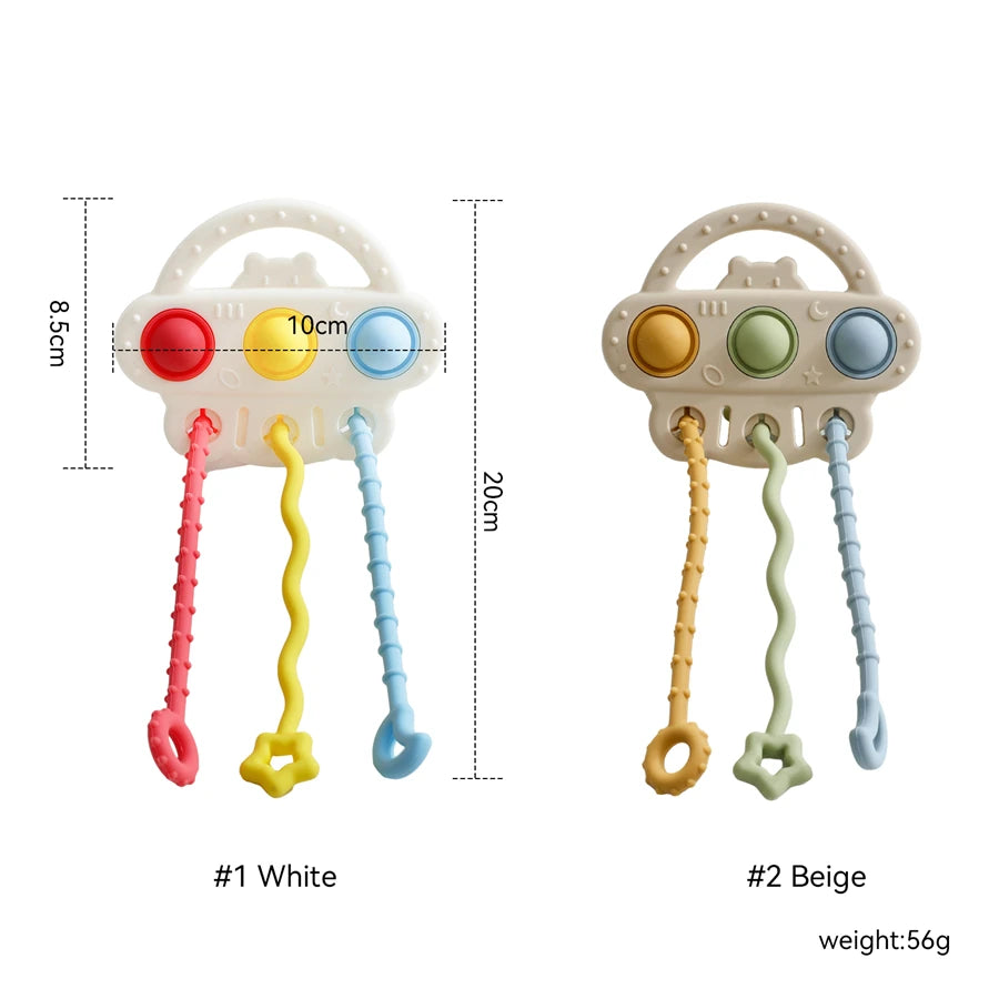 Baby Silicone Teether Toy Food Grade Silicone Pull String Training Teething Sensory Toys for Newborn Relieve Dentia Chew Toys