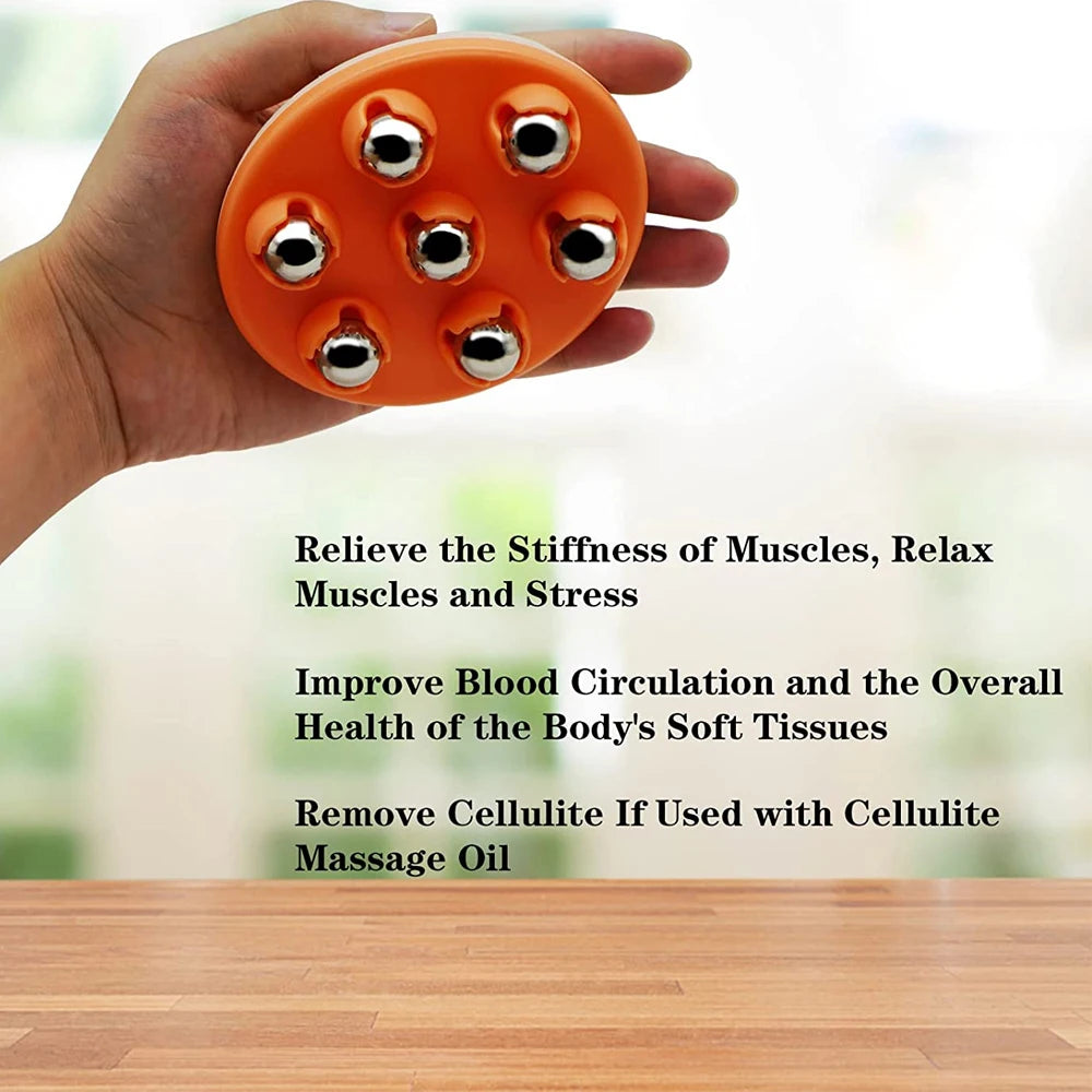 Hand Roller Massager for Cellulite Massage,Deep Tissue Massage Ball for Back,Neck,Foot,Shoulder,with 7 360-degree Metal Roller