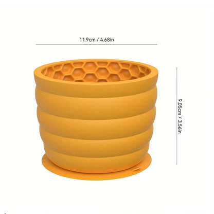 Silicone Dog Slow Feeder Bowl with Honeycomb Lick Mat Slows Eating & Aids Anxiety Relief Dishwasher Safe & Freezer-Friendly