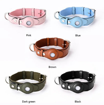 Leather Dog Collar Pet Adjustable Necklaces With Luxury Design For Apple Airtag LocationPositioning Device Cover Cat Accessories