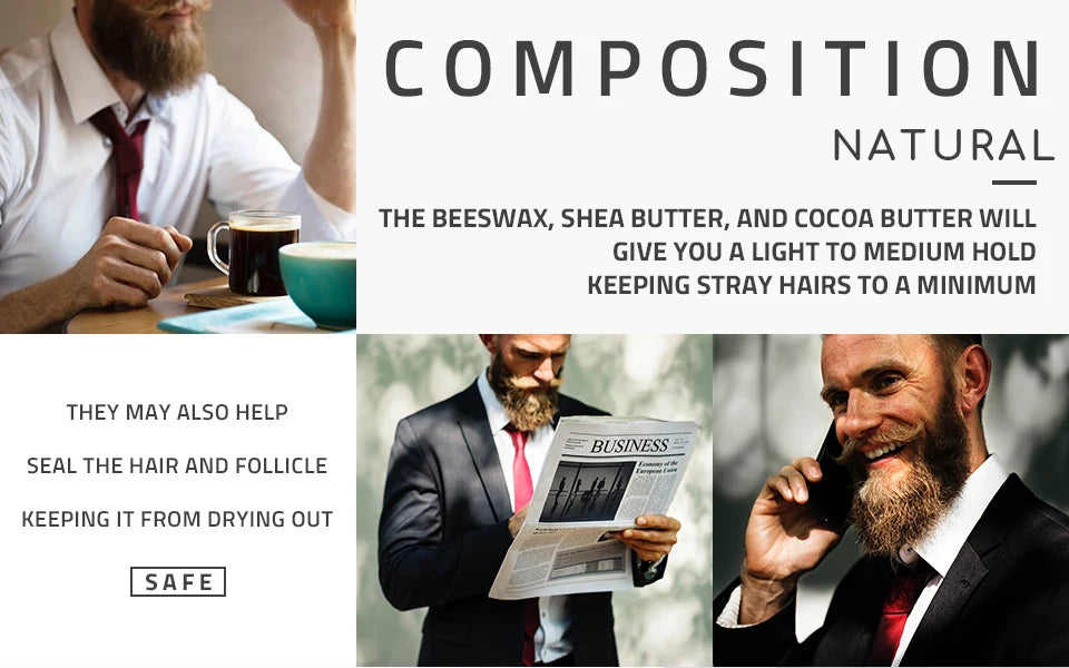 Natural Beard Balm Wax Beard Growth Oil for Men Moisturizing Smoothing Beard Styling Professional Care Cream Skin Care