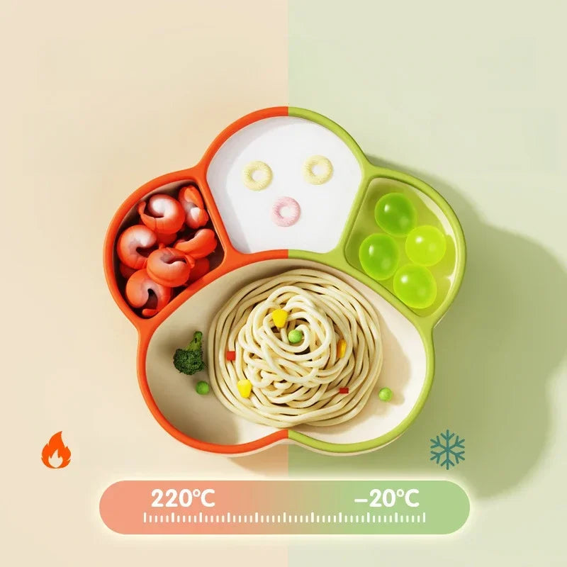 Baby Silicone Dining Plate with Baby Feeding Toddler Training Tableware Straw Cute Cat Claw Child Dishes Kids Plate Dishes Bowl