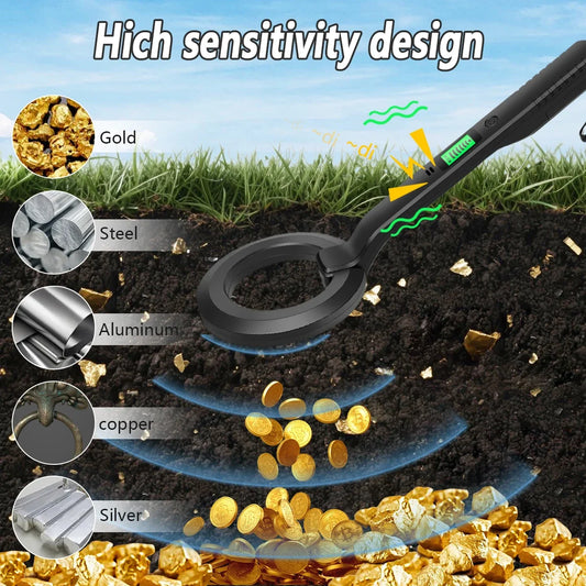 High Sensitivity Handheld Metal Detector with Alarm & Pinpoint Coil for Security/Industrial/Treasure Hunting