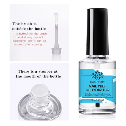 BORN PRETTY 15ml Nail Primer Nail Prep Dehydrate Base Top Coat Gel Nail Polish No Need Of UV LED Lamp Nail Art Varnish Manicure
