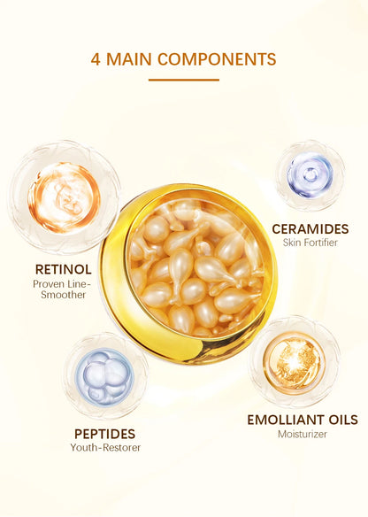 90 Pcs/Bottle Retinol Serum Ceramide Capsules Night Serum Moisturizing Anti-aging Face Serum Spot Removing Cream Skin Care