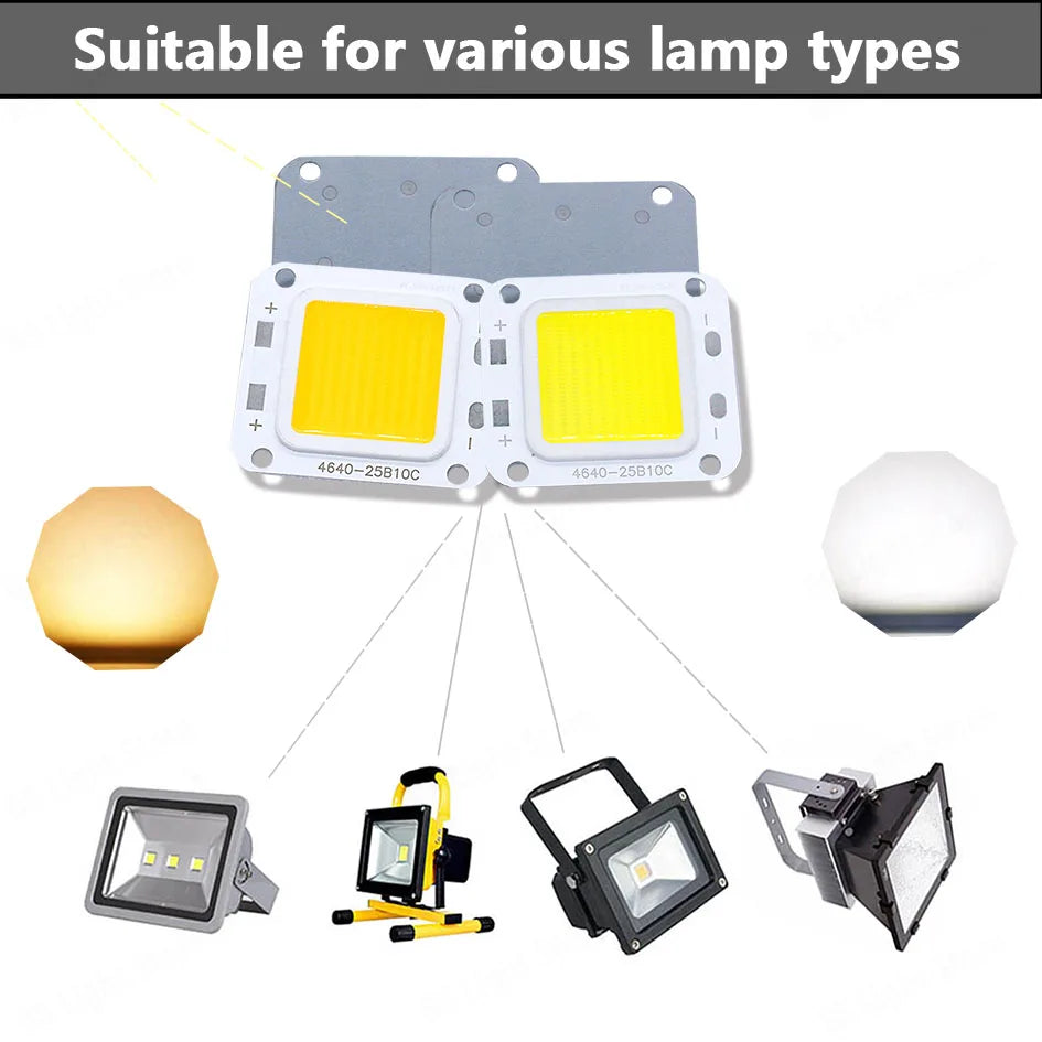 Smart IC No Need Driver LED COB Lamp Bead DC27-36V 10W 50W 60W 70W DIY Flood Light Bulb Outdoor Spotlight Landscape Chip Lamps