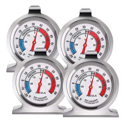 2/4Pcs Refrigerator Thermometer -30~30°C/-20~80°F, Classic Fridge Analog Thermometer Large Dial with Red Indicator Thermometer