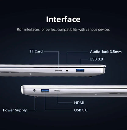 14.1" New Ultra Slim Laptop Computer Portable Windows 11 Intel Core i7-7500U Notebook 12GB RAM 1TB 2TB SSD Office Study Laptops