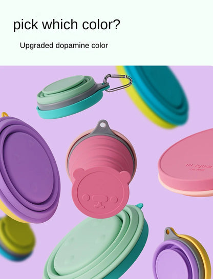 Silicone Bowl Foldable with Lid Camping Baby Travel Portable Round Large Food Container Heat Resistant Salad Bowl