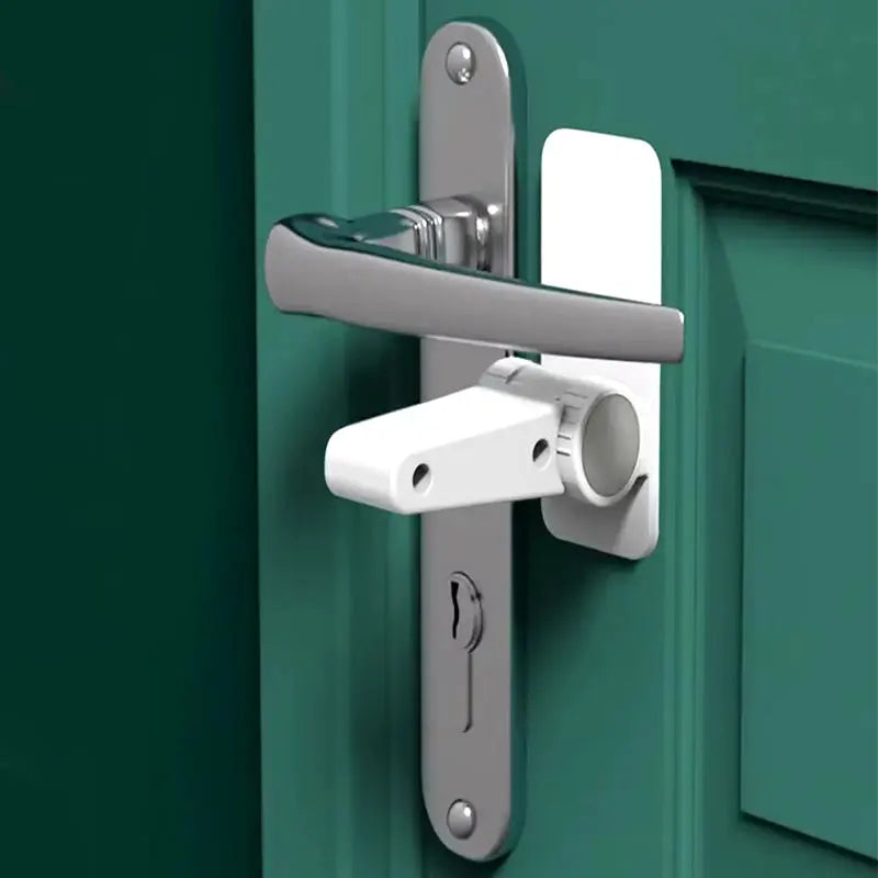 2PCS Childproof Door Lever Lock Prevents Toddlers from Opening Doors Easy One Hand Operation for Adults Durable ABS Safety Lock