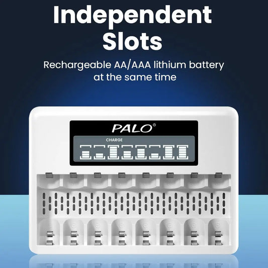 8 Slots 1.5V AA/AAA Rechargeable Battery Charger LCD Display Usb Fast Intelligent Charger for 1.5 Volts Li-lon AA AAA Battery