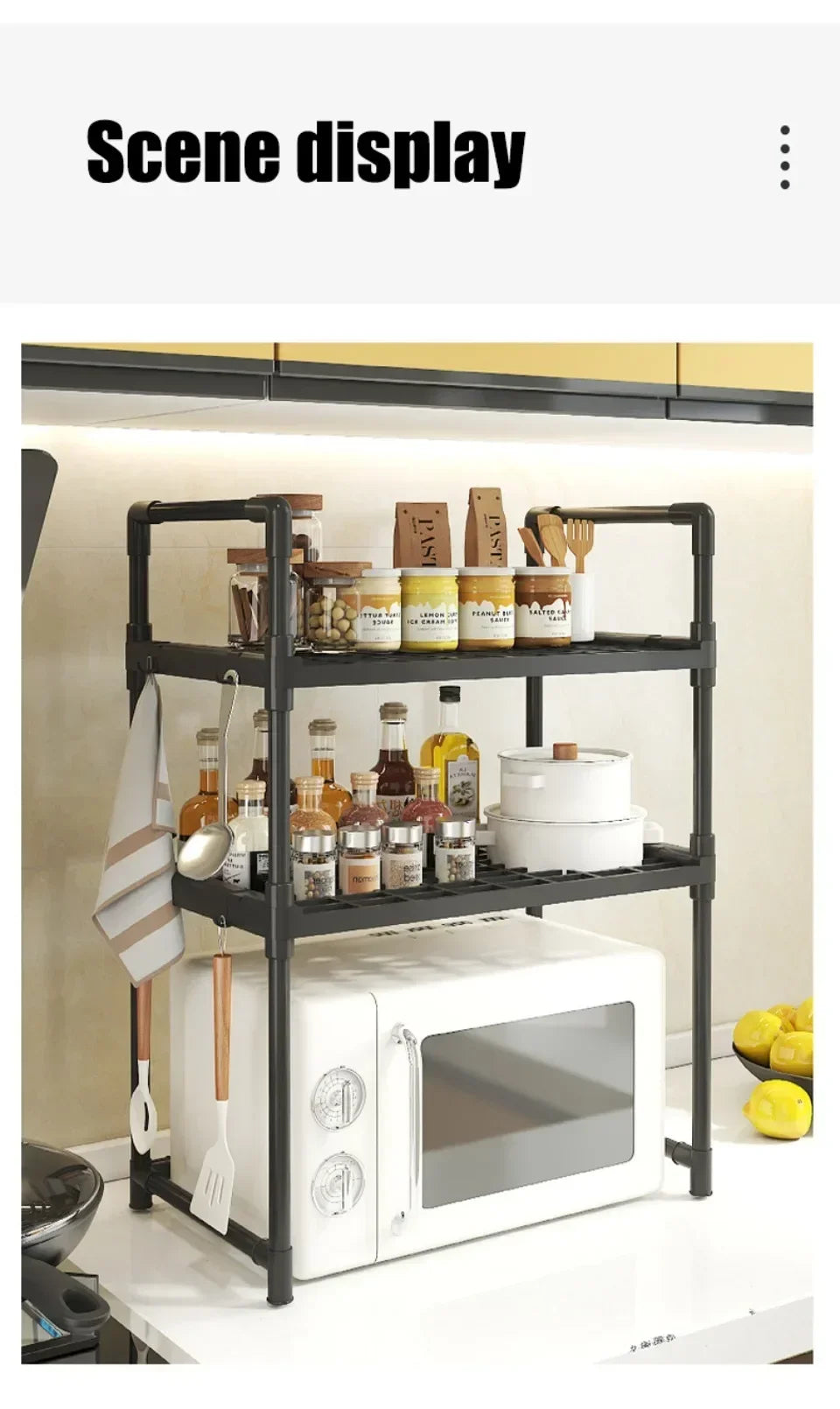 Kitchen Elevated Design Seasoning Rack Microwave Storage RackBilayer Oven Modern Minimalism Kitchen Accessories Organizer