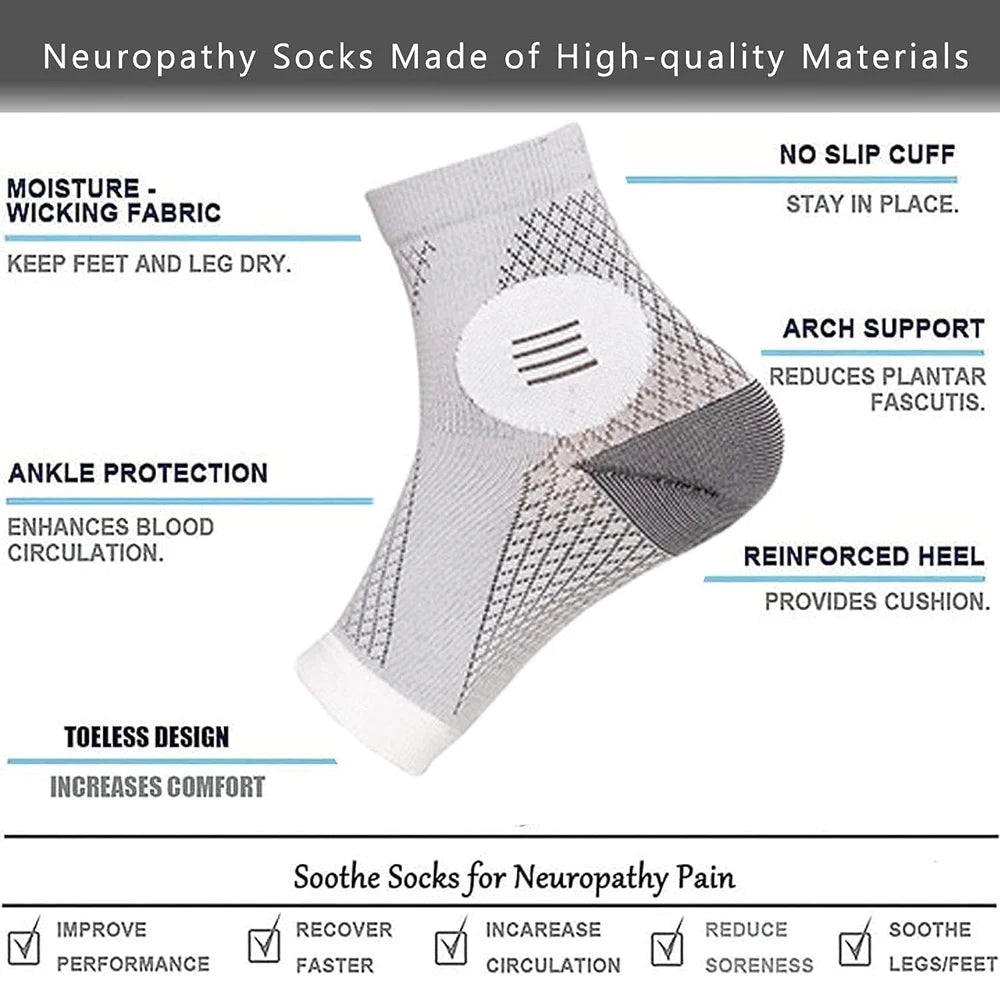 1Pair Neuropathy Socks - Peripheral Neuritis Therapy Compression Diabetic Open-Toe Foot Sleeves for Ankle Gout,Nerve Damage Pain