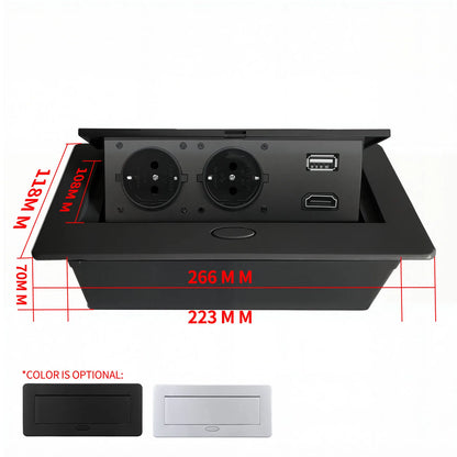 Multifunctional Slow-Rise Pop-Up Socket with USB/HDMI - Aluminum Alloy Embedded Conference Desk Socket