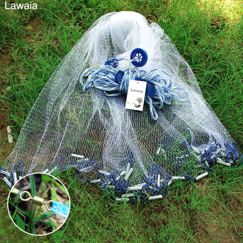 Lawaia  American Style Loopless Hand Cast Net Japanese Cast Net Monofilament Nylon with Iron Steel Pendants