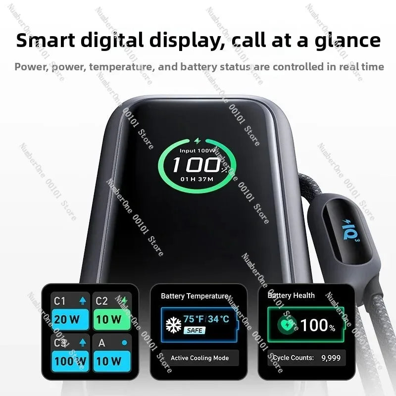 A1695 165W portable power bank, 25000mAh PD3.0/QC4.0 fast charging portable charger with extendable cable