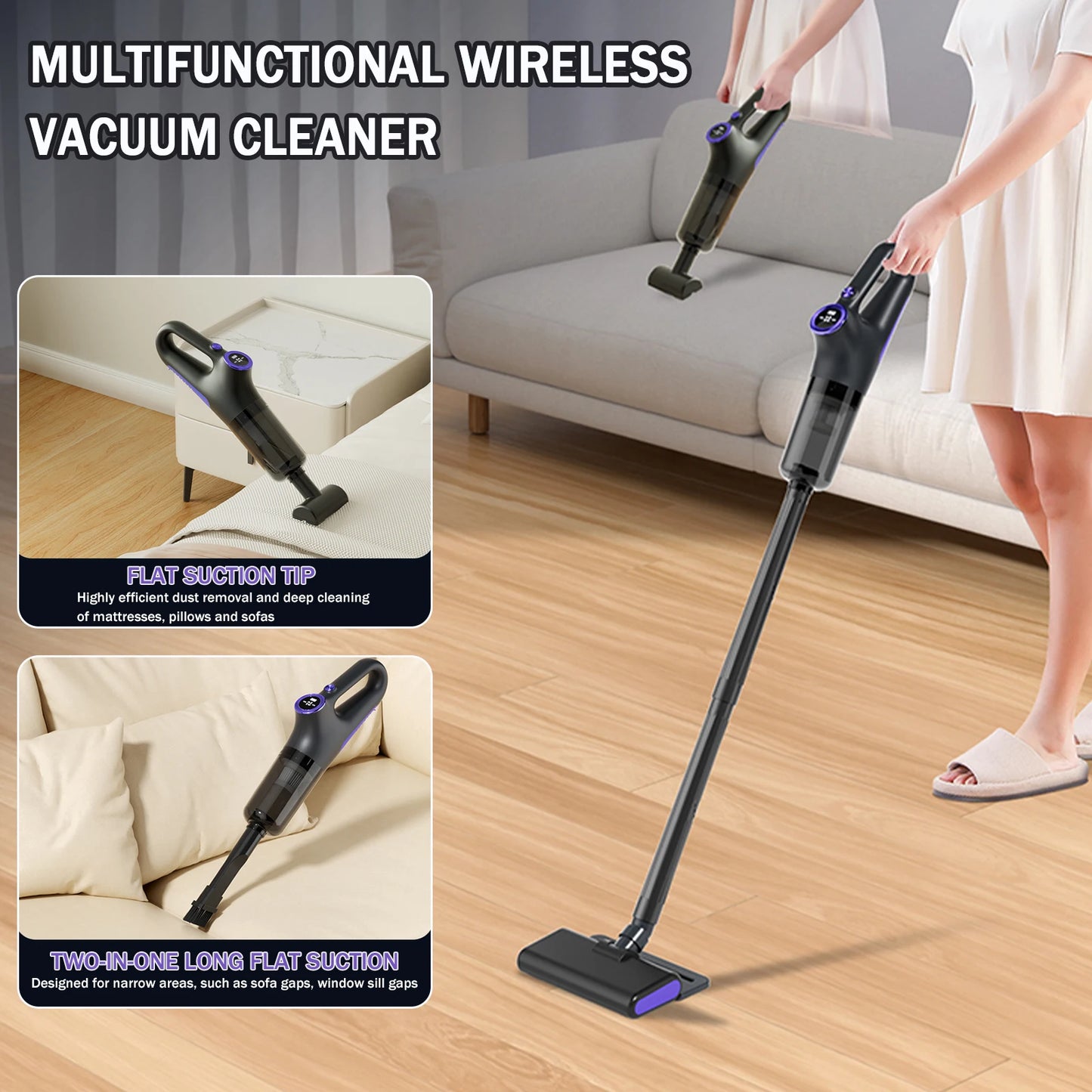 Portable Cordless Handheld Vacuum, Rechargeable, Cyclonic Suction for Car/Office/Home - Powerful & Lightweight