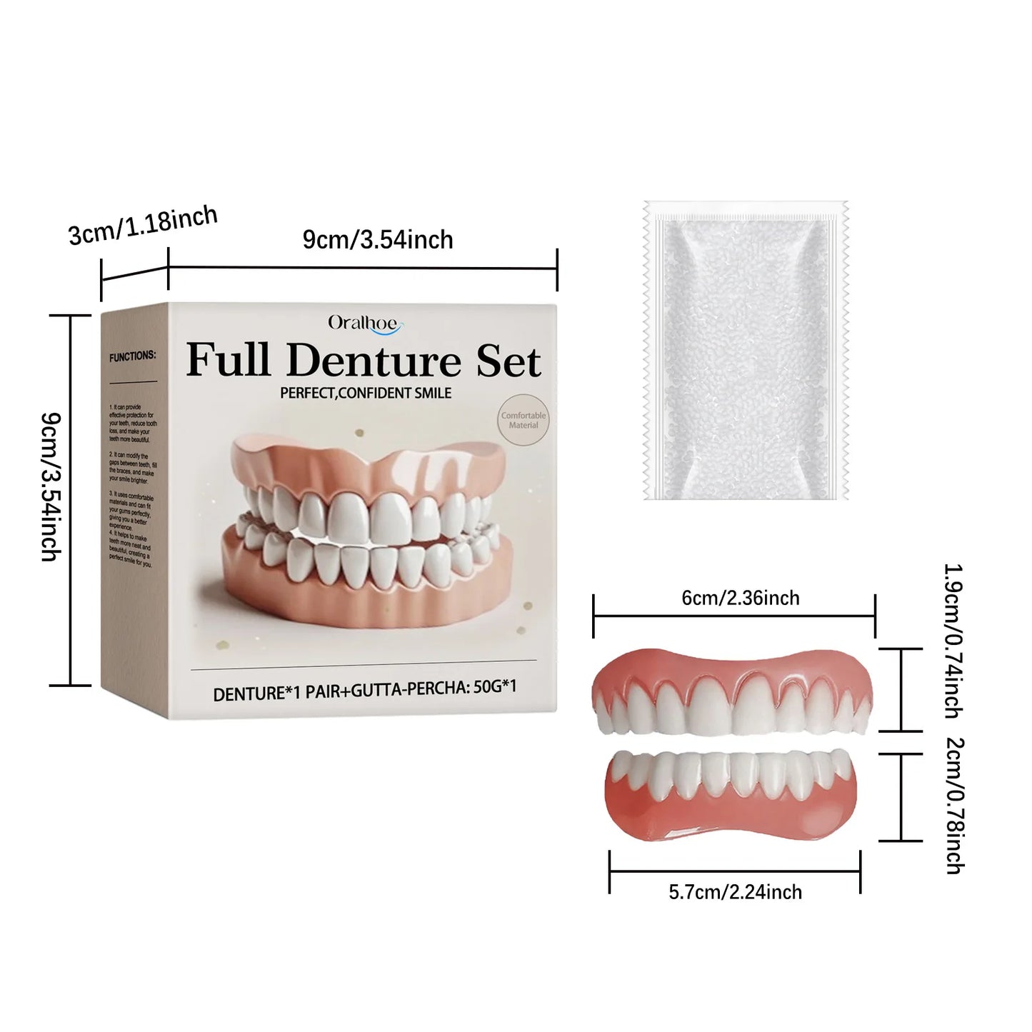 Silicone False Teeth Upper Lower Veneers Dentures Whitening Fake Teeth Confident Smile Comfortable Fit Teeth Orthodontic Tools