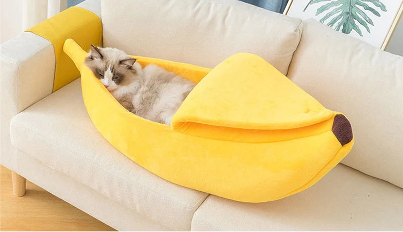 Banana Cat Bed House Funny Cute Cozy Cat Mat Beds Warm Durable Portable Pet Basket Kennel Dog Cushion Cat Supplies Multicolor