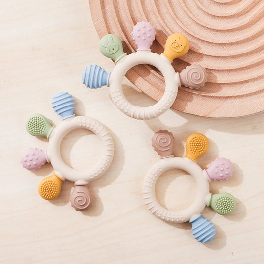 Silicone Baby Teether Toys 0-12Month Food Grade Toddlers Anxiety Teething Ring Sensory Toys Silicone Animal Soothing Accessories