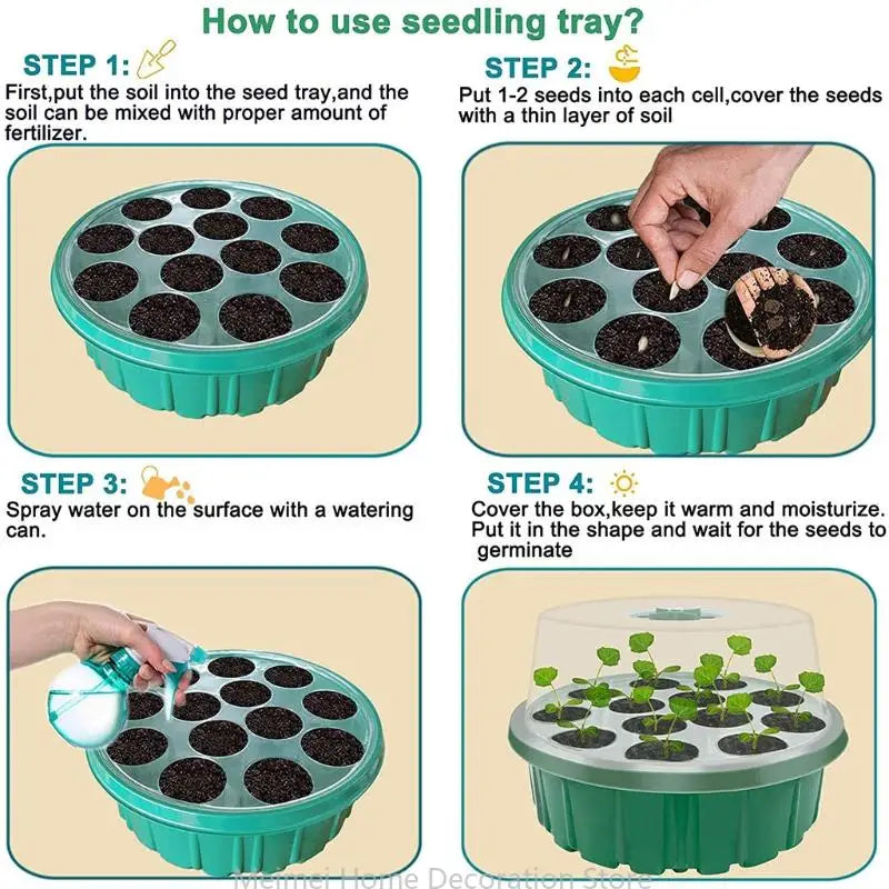 H7BF Seed Growing Box Vegetable Seed Sprout Hydroponic Tray Garden Supplies