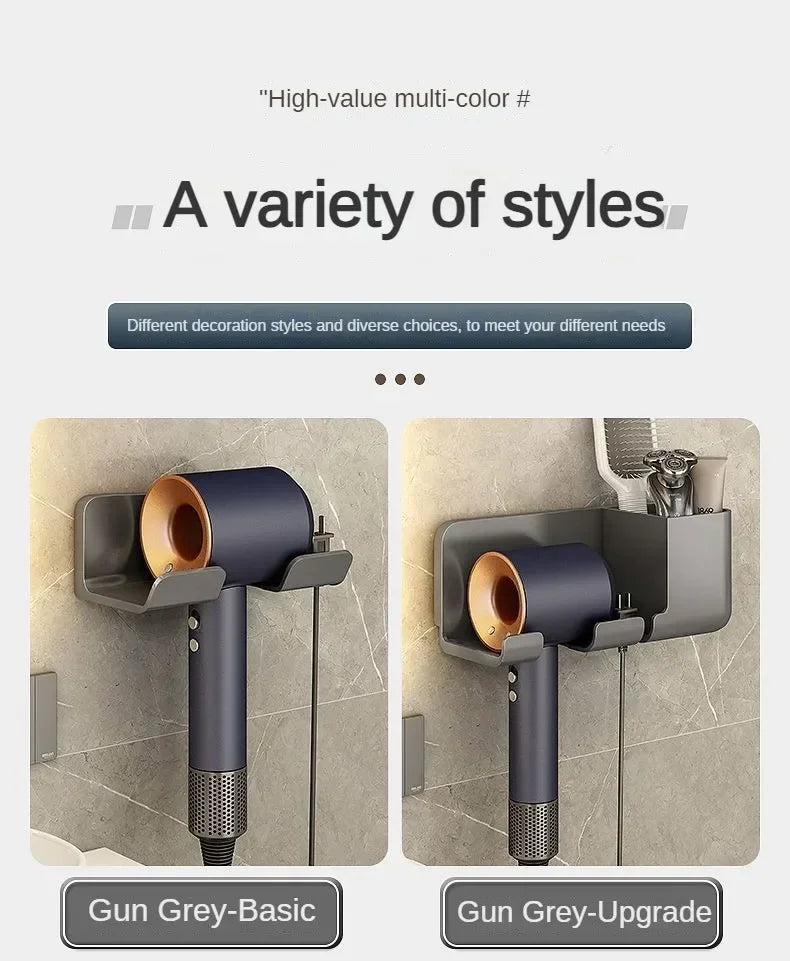 Wall-mounted hair dryer rack No punching hair dryer rack Toilet hair dryer bracket Bathroom hair dryer hanger