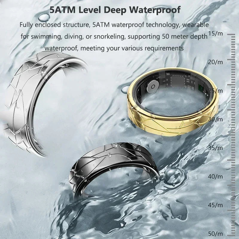 Smart Ring Women Health Tracker Heart Rate Blood Oxygen Photo Control Brush Tiktok Waterproof Multi-sport Modes Men Fitness Ring