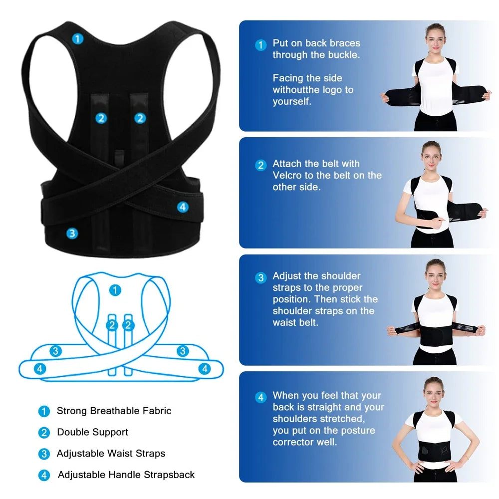 Brace Posture Corrector for Men and Women Adjustable Posture Brace for Back,Shoulders,Hunchback Scoliosis Correction