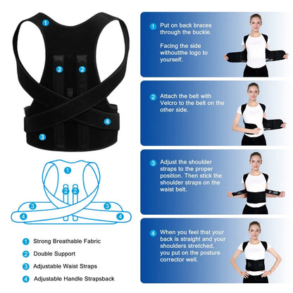 Brace Posture Corrector for Men and Women Adjustable Posture Brace for Back,Shoulders,Hunchback Scoliosis Correction