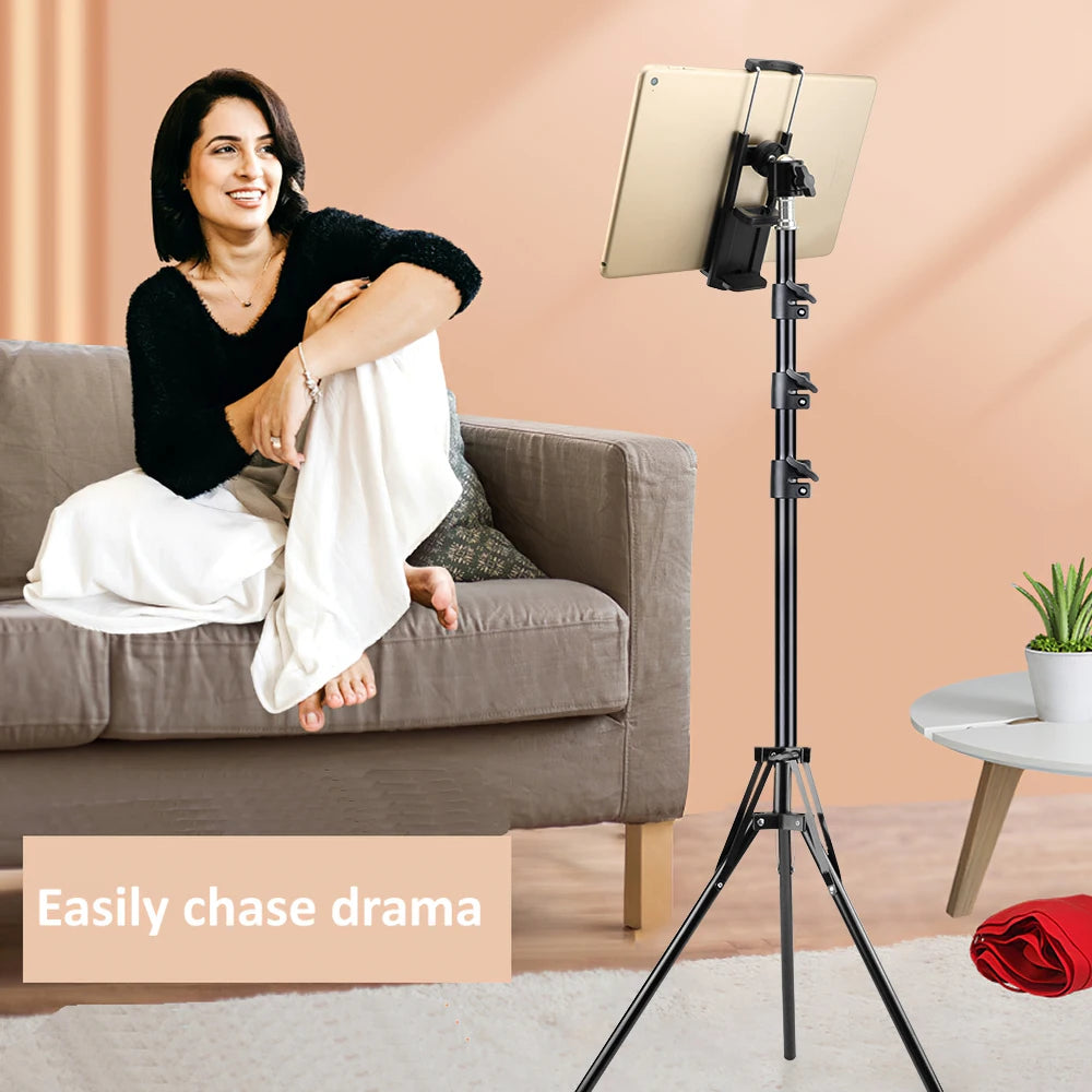 50/150/200cm Tripod for Tablet and Phone Aluminum Tripode Tablet Floor Ipad Tripod Stand with Smartphone & Tablet Holder Mount