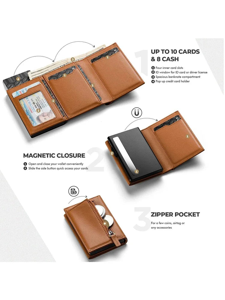 Credit Card Holder  RFID Blocking Bifold Wallet Men's Wallet with Coin Compartment and Banknote Compartment